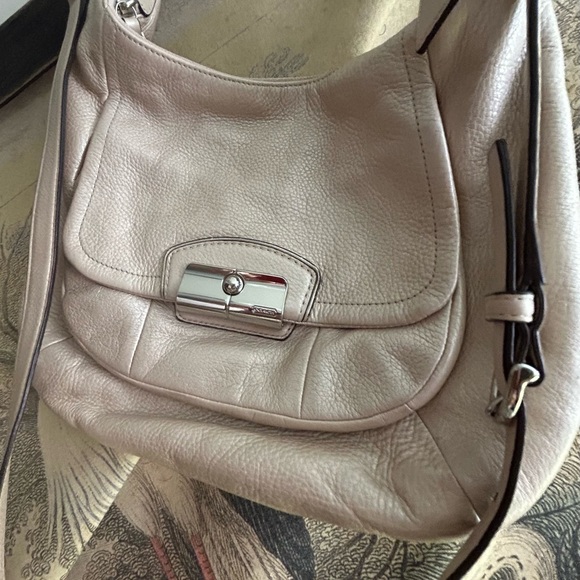 Coach Luminescent Champagne Leather Bag Crossbody Satchel Shoulder - Picture 6 of 9